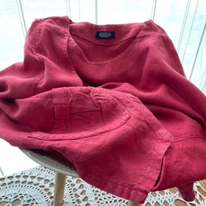 Linen Tunic Women&#39;s Top anmod Made in Italy Cherry Red comfortable extravagant uncomplicated