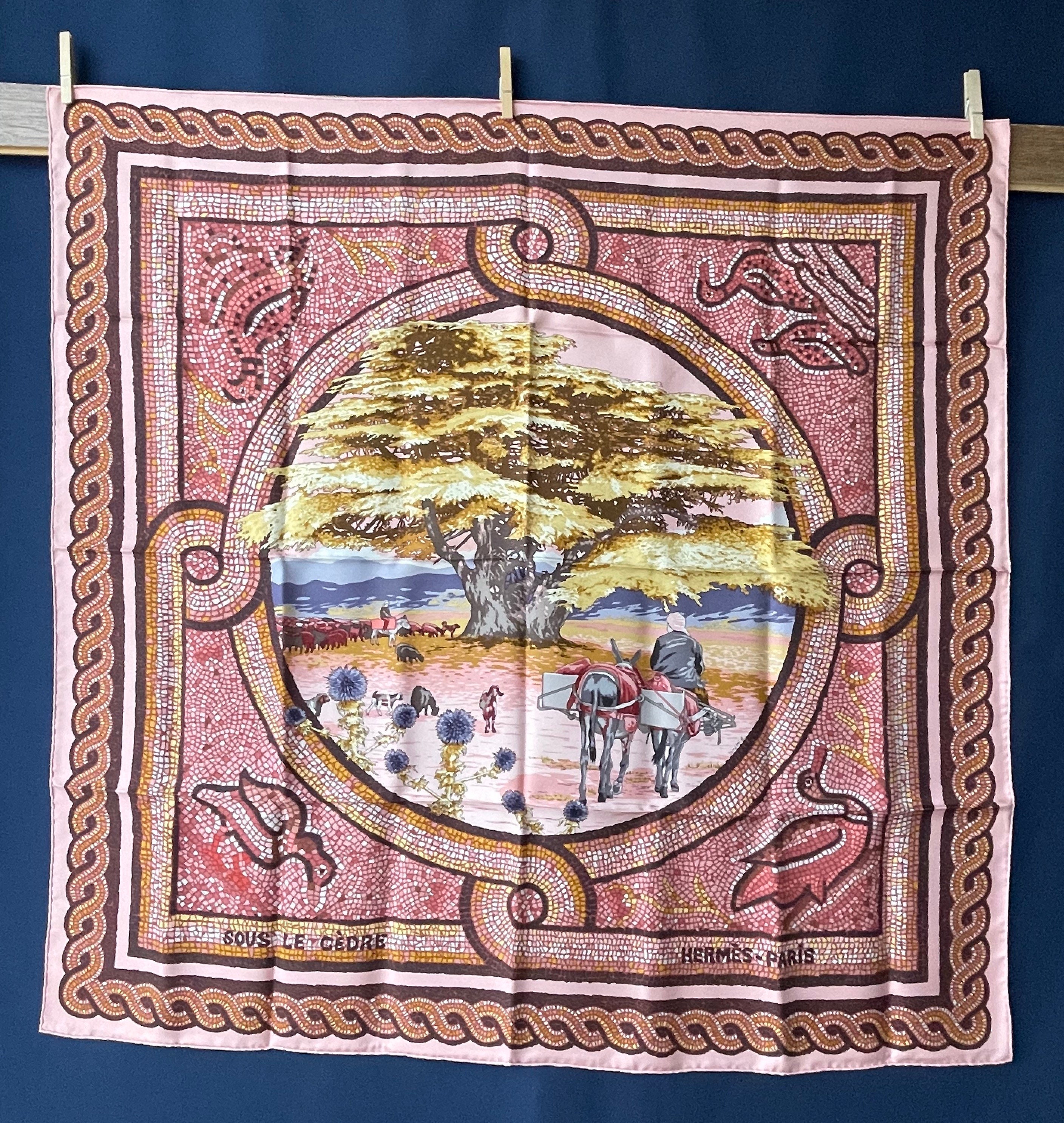 Hermès Sous le Cèdre シルクスカーフ Hermes Paris Silk Scarf Sous Let Cedre Hermès Sous Le Cèdre