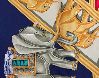 カルティエ シルク マハラジャ エレファント スカーフ Cartier Must De Cartier Silk Scarf Twill Silk Elephants