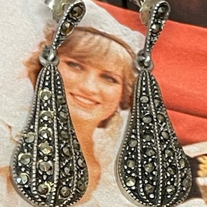 Marcasite Drops Earrings Earrings Silver old eye catcher conspicuous extraordinary extravagant shiny single piece unique