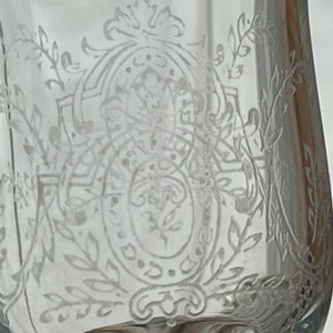 Glass goblet liquor pattern etched glass floral