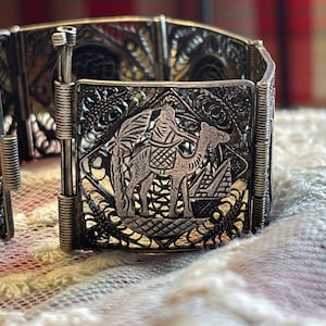 Bracelet Bracelet Rod Closure Egypt Cairo Pyramids Pharaoh Silver Handmade Rarely Filigree