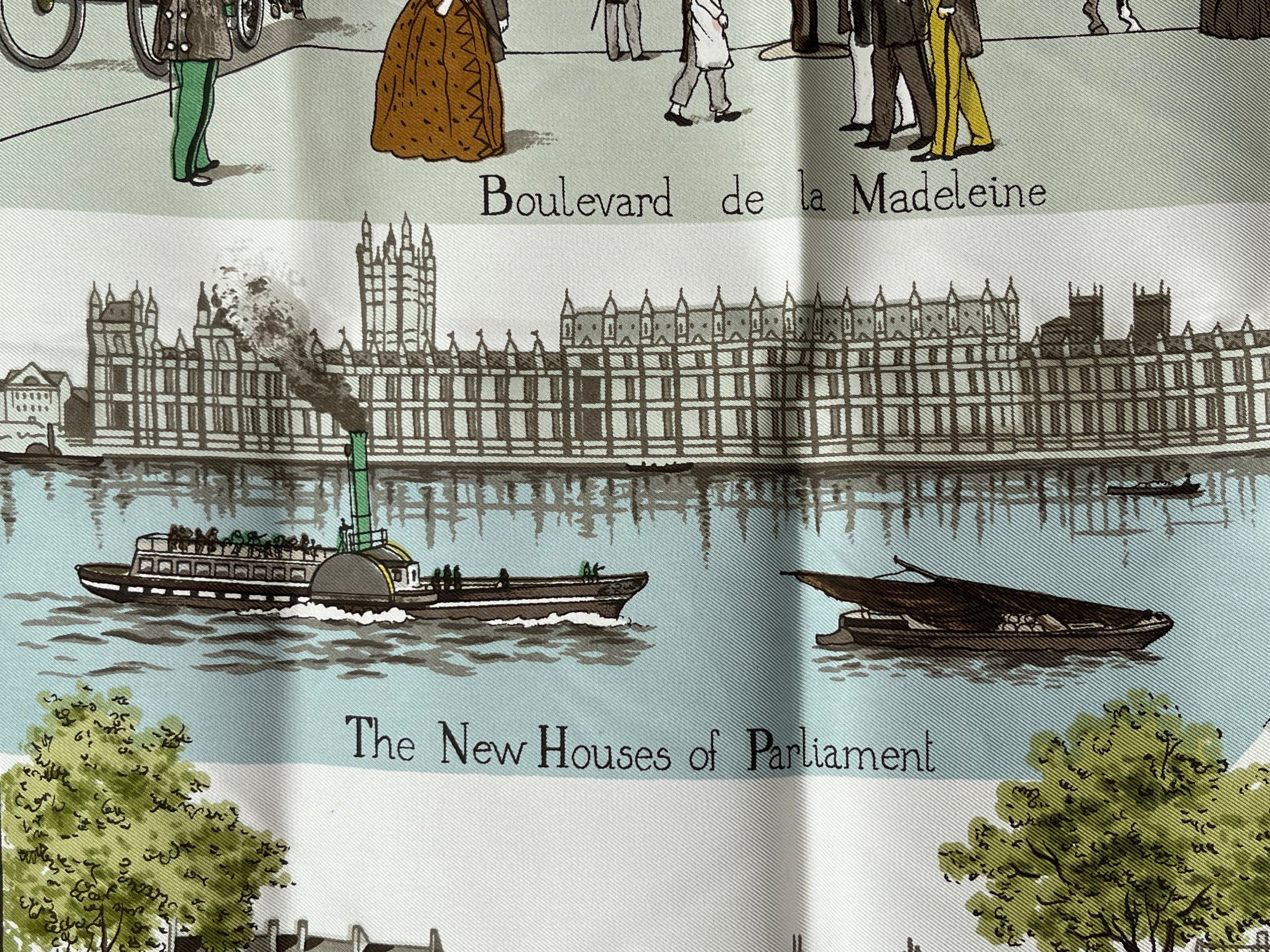 Hermes Silk Scarf 100 Ans Paris London Paris 1850