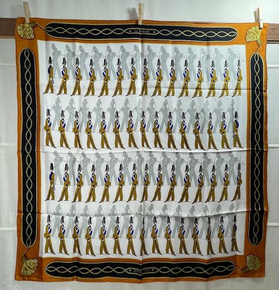 Hermes Silk Scarf Paris Vintage Silk Scarf La Parade 1966 by