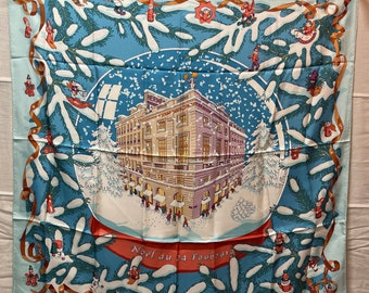 Hermes silk scarf Paris Noel au 24 Faubourg Dimitri Ribaltchenko Winter Christmas rare exceptional collector's item Color intensive