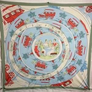 Hermes silk jersey scarf carre “Jeu des omnibus et dames” 90 Jersey exceptionally extravagant special