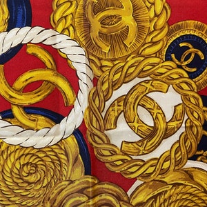 Chanel Paris silk scarf silk initials cc red gold blue noble extravagant extraordinary Christmas celebrations