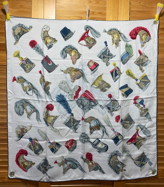 Hermes silk scarf Paris Les Casques et Coiffures … - image 3