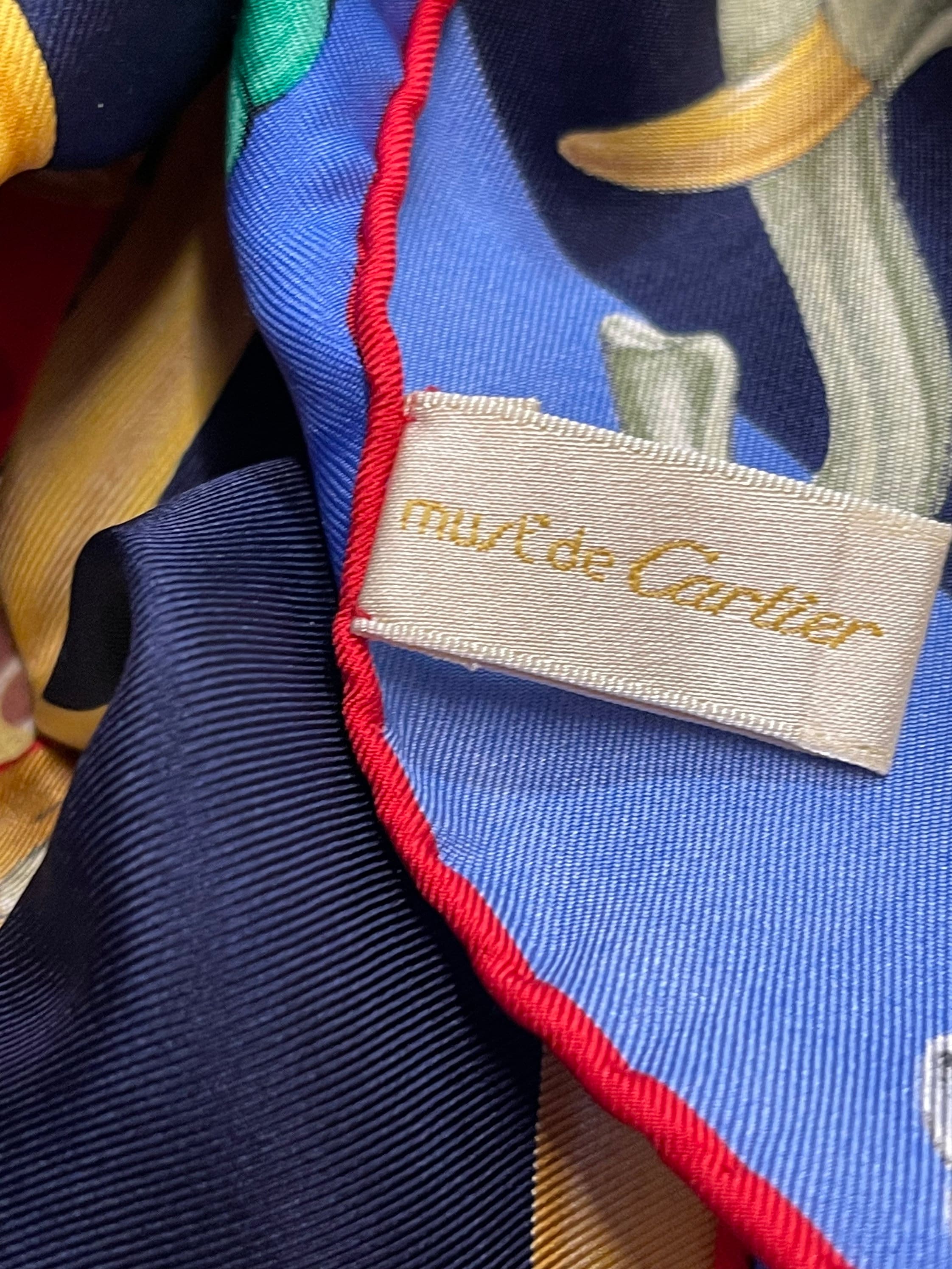 Cartier Must De Cartier Silk Scarf Twill Silk Elephants