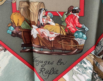 Carré Hermès "Napoleon" édition Limitée Courvoisier - Soie 90x90cm, 1963, Comme Neuf