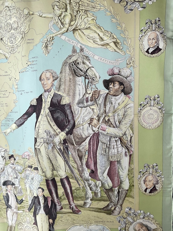 Hermes silk scarf Paris 1757 Marquis de Lafayette… - image 5