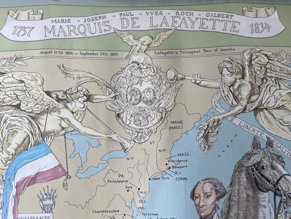 Hermes silk scarf Paris 1757 Marquis de Lafayette… - image 3