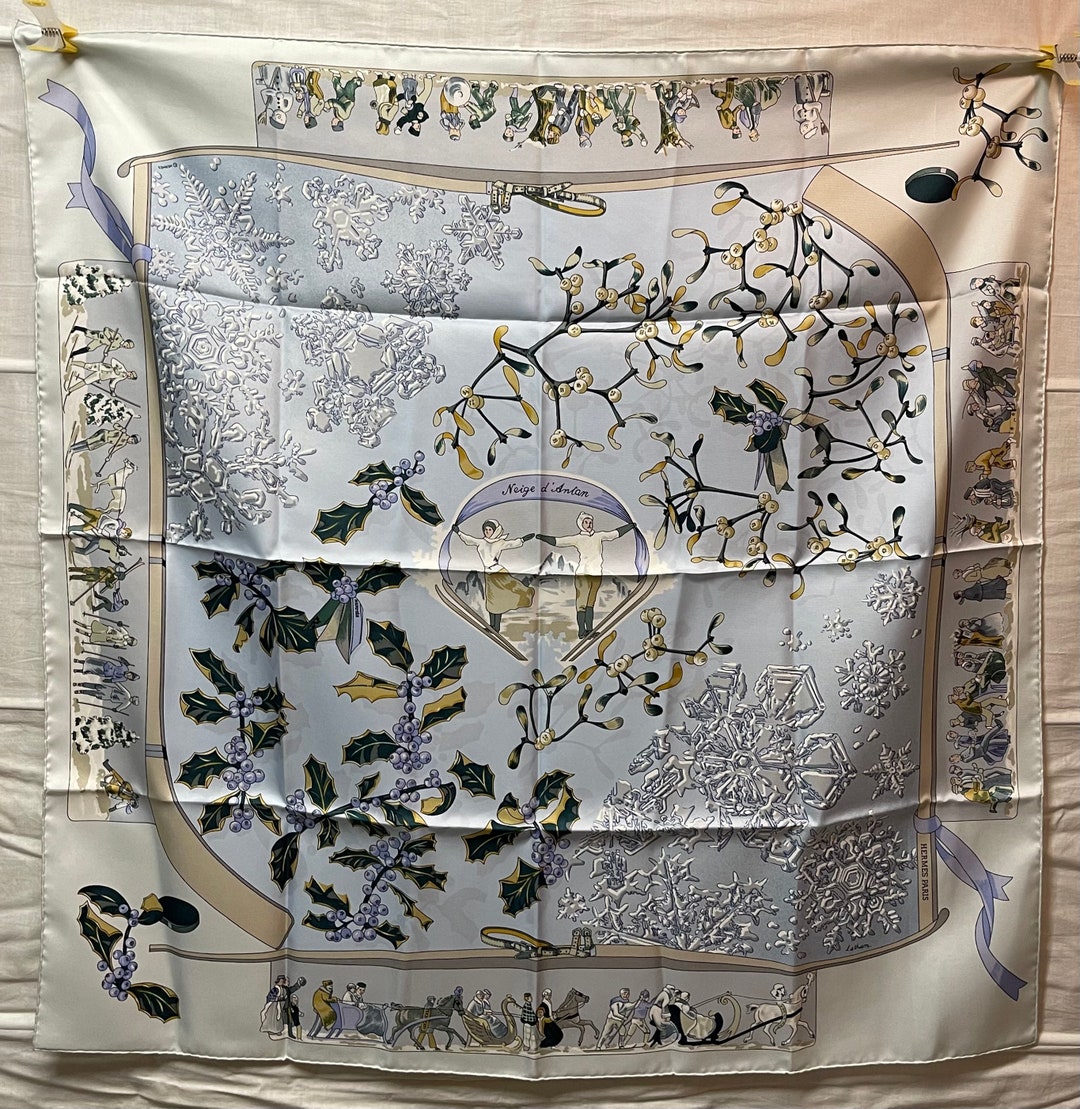 Hermes Silk Scarf Paris Neige D Antin Cathy Latham Ski Sleigh