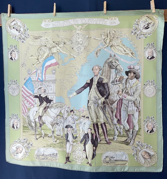 Hermes silk scarf Paris 1757 Marquis de Lafayette… - image 10