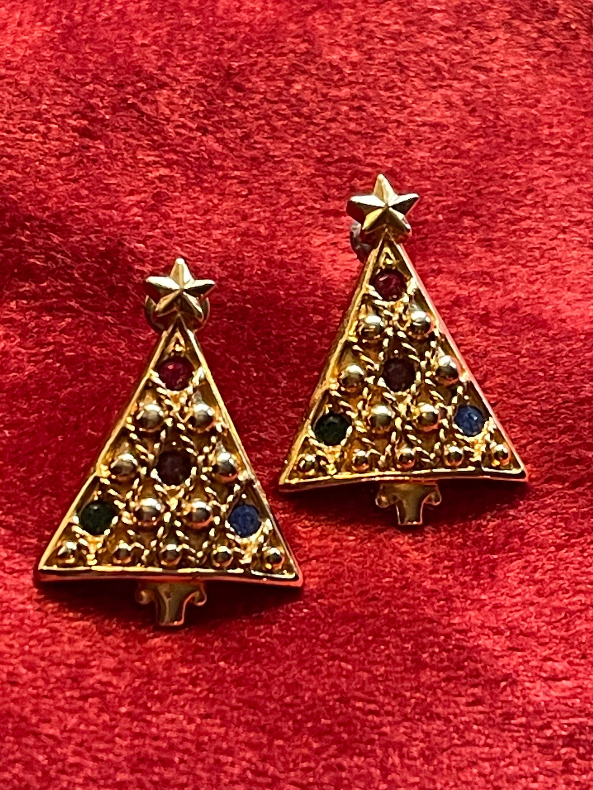 Earrings Christmas tree Christmas magical stud earrings gemstones