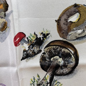 Hermes Silk Scarf Paris Les Champignons Anne Gavarnie Francoise de La Perriere Olive Mushrooms Autumn special Nature Harvest festivals