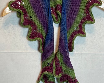 Foulard col femme violet fait main tricoté main