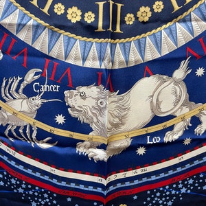 ROECKL Munich Silk Scarf Stars Zodiac Constellations Extraordinary Intense Deep Blue Red Eye-catcher