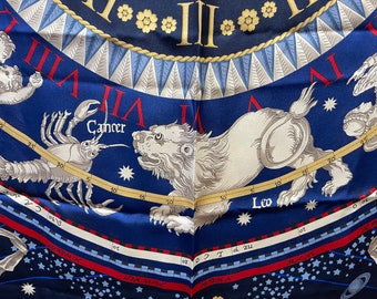 ROECKL Munich silk scarf stars zodiac constellations extraordinary intense deep blue red eye-catcher