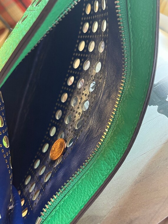 RLL Ralph Lauren purse wallet emerald green perfo… - image 3