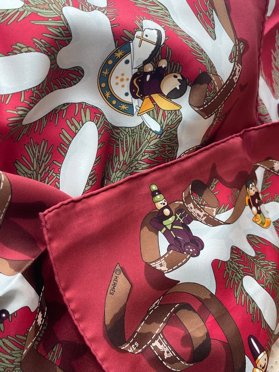Hermes Silk Scarf Paris Noel Au 24 Faubourg Wine Red - Etsy