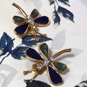 MARIE STORMS earrings clips vintage designer Enamel collectible rar butterfly valentines poison