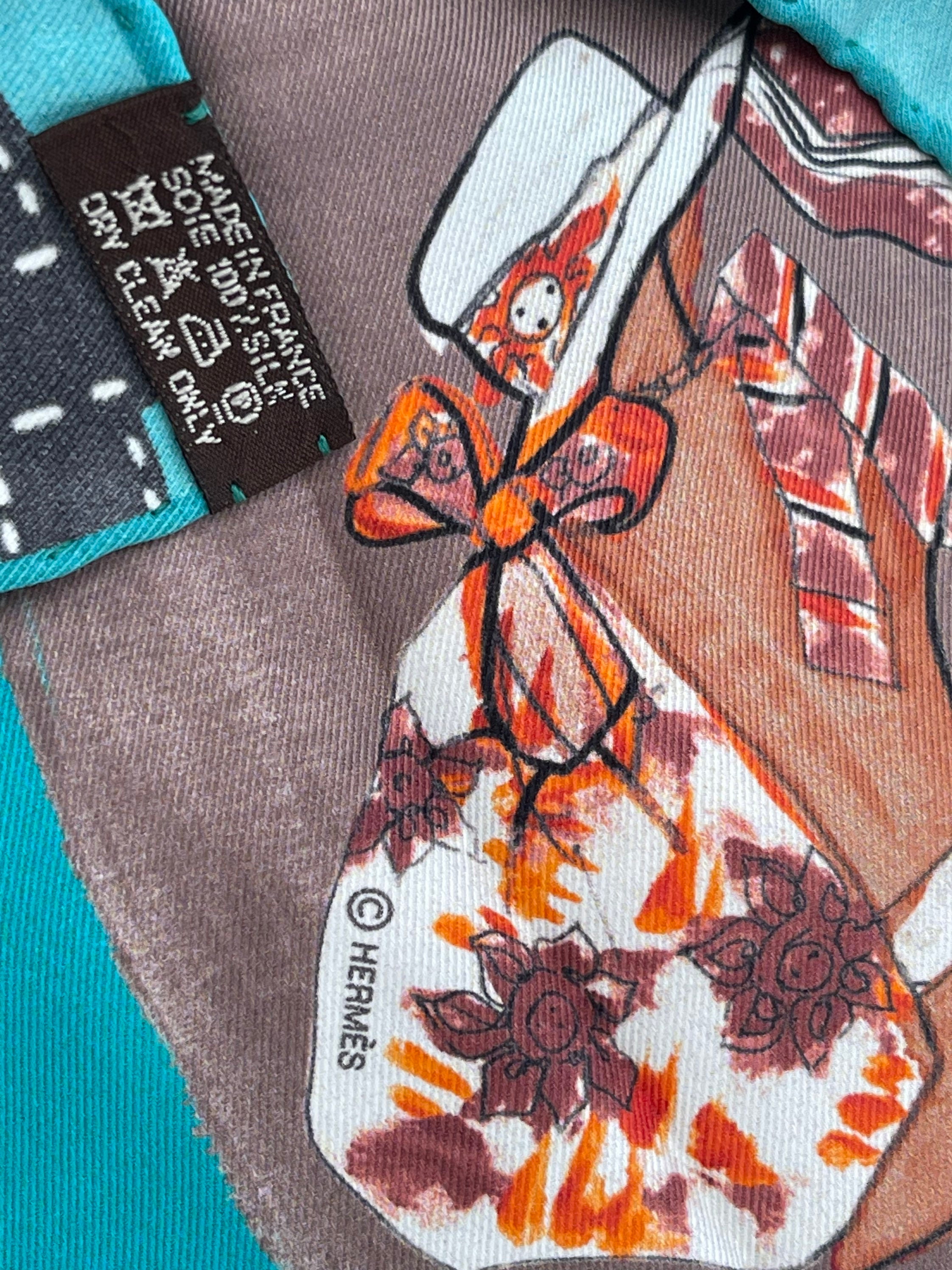 Hermes Silk Scarf Turquoise J Aime Mon Carre for Colette Hermes Silk Scarf Turquoise J Aime Mon Carre for Colette
