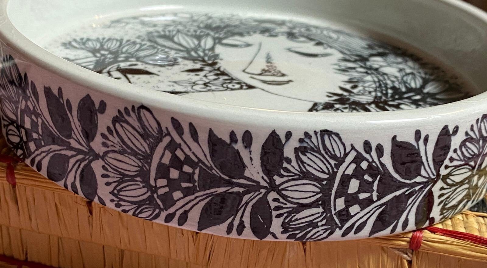 Björn Wiinblad TRIO Denmark Seasons Plate and Bowl Black and