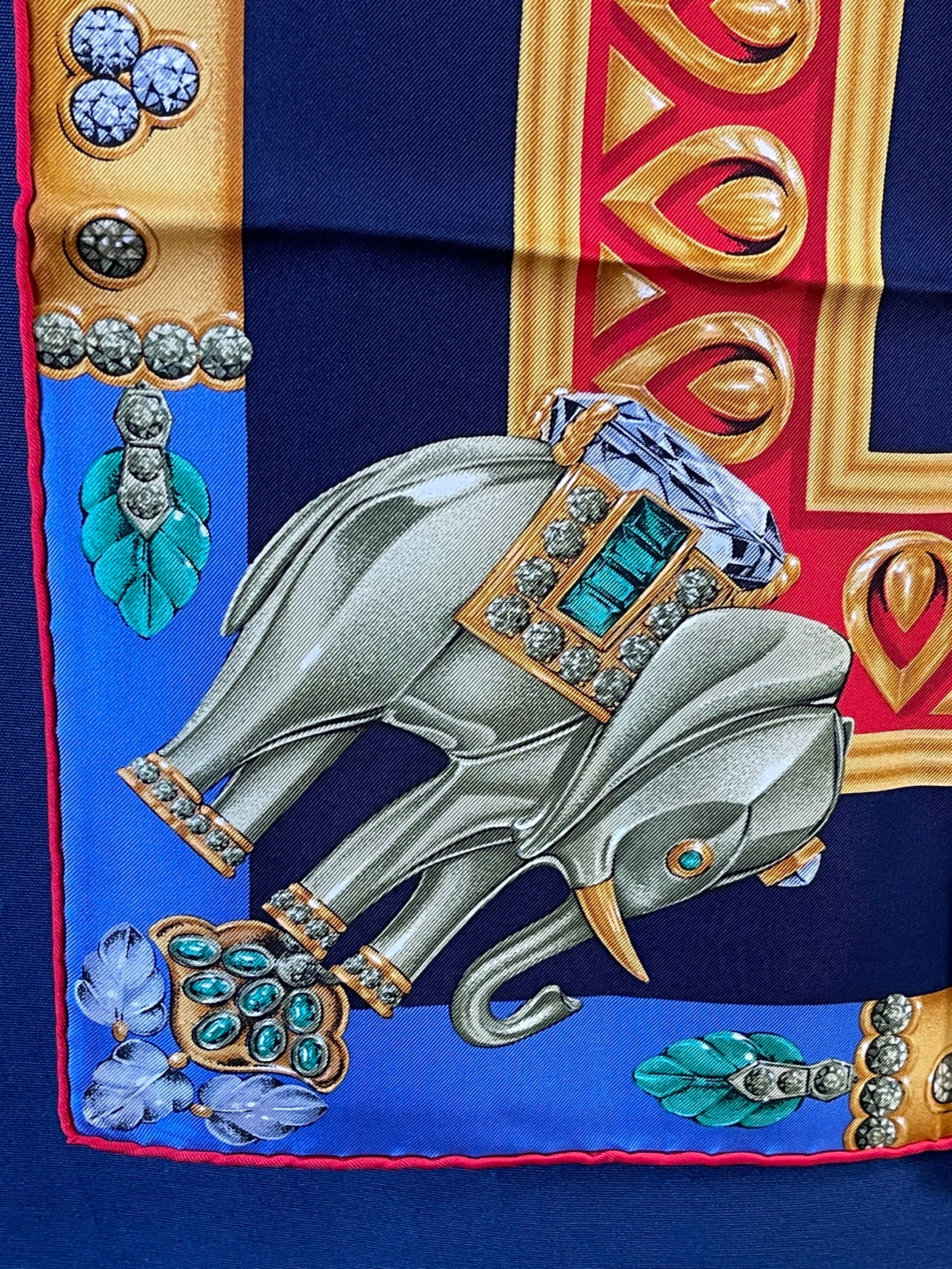Cartier Must De Cartier Silk Scarf Twill Silk Elephants