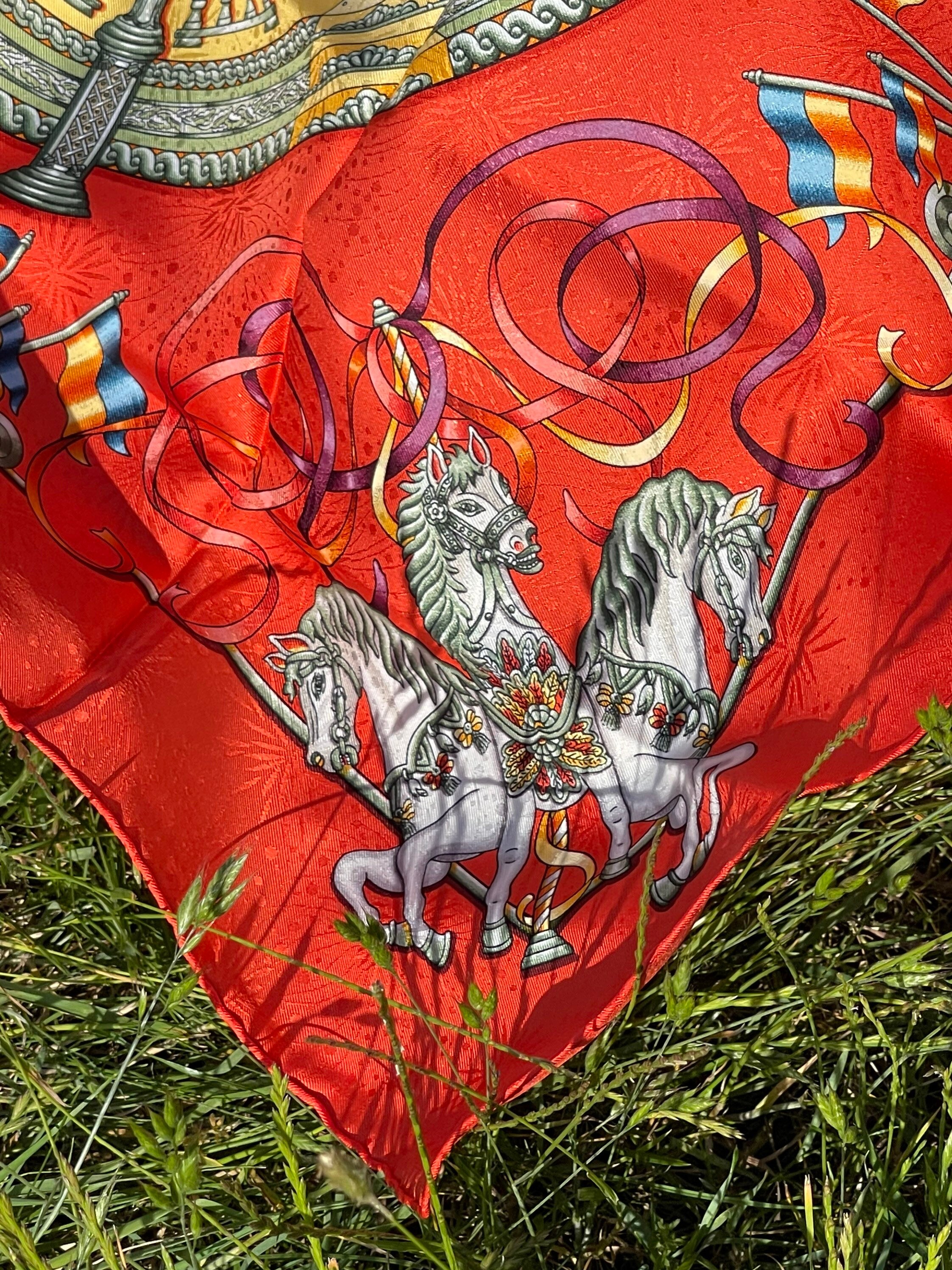 Hermes Silk Scarf LUNA PARK Joachim Metz 1993 Jacquard Silk Year