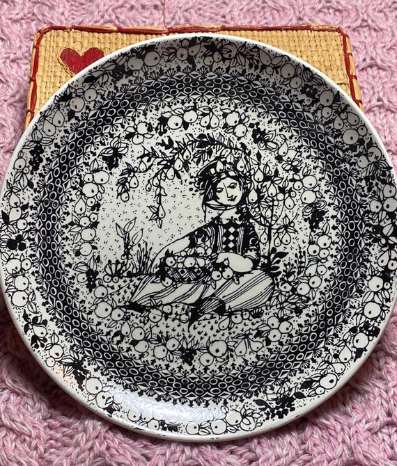 Björn Wiinblad TRIO Denmark Seasons Plate and Bowl Black and