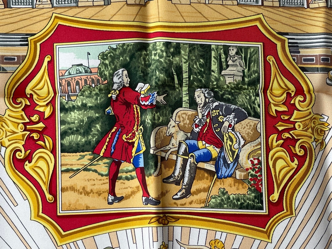 Buy Hermes Silk Scarf Paris Sanssoucy Voltaire Loic Dubigeon and  Jean-hubert Pinxit Frederick the Great Berlin Potsdam Palace Very Rare Online  in India 