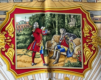 Hermes Silk Scarf Paris Sanssoucy Voltaire Loic Dubigeon and Jean-Hubert Pinxit Frederick the Great Berlin Potsdam Palace very rare