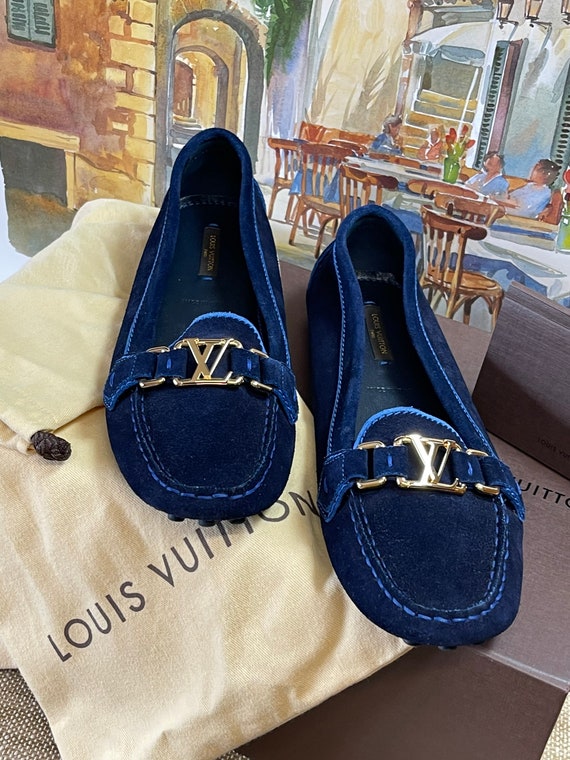 Louis Vuitton Women's Shoes Royal Blue Suede Initials 