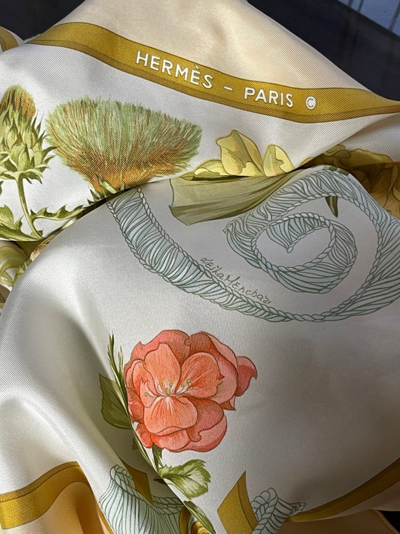 Hermes Paris Silk Scarf Regina Bouquet Spring Queen Elisabeth II