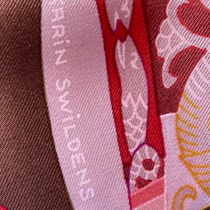 Hermes Silk Scarf Paris Rythons Karen Swilden Mythology Fantasy caramel old pink very rare Vintage collectible Collector&#39;s item rare
