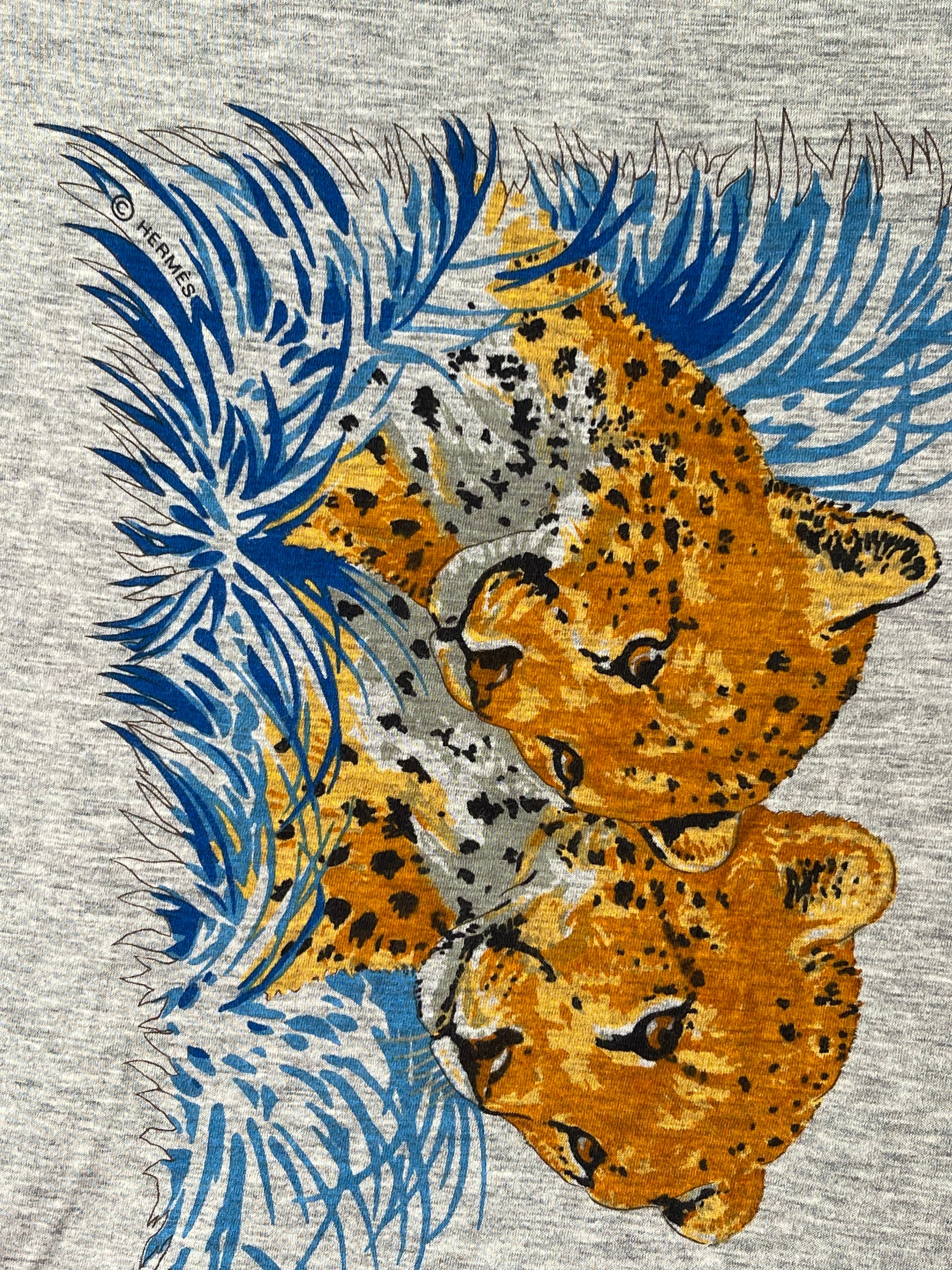 Hermes Cloth Guepards Robert Dallet Gray Blue Very Rare Collector