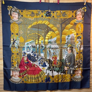 Hermes Silk Scarf Splendeurs des Maharadjas by Catherine Baschet very rare India Collectible eye catching
