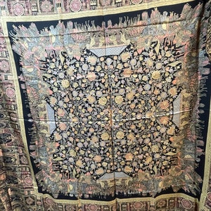 Silk Cloth Stole India Elephant Maharaja large black special eye-catcher