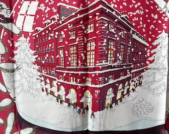 Pañuelo de seda Hermes Paris Noel au 24 Faubourg rojo vino