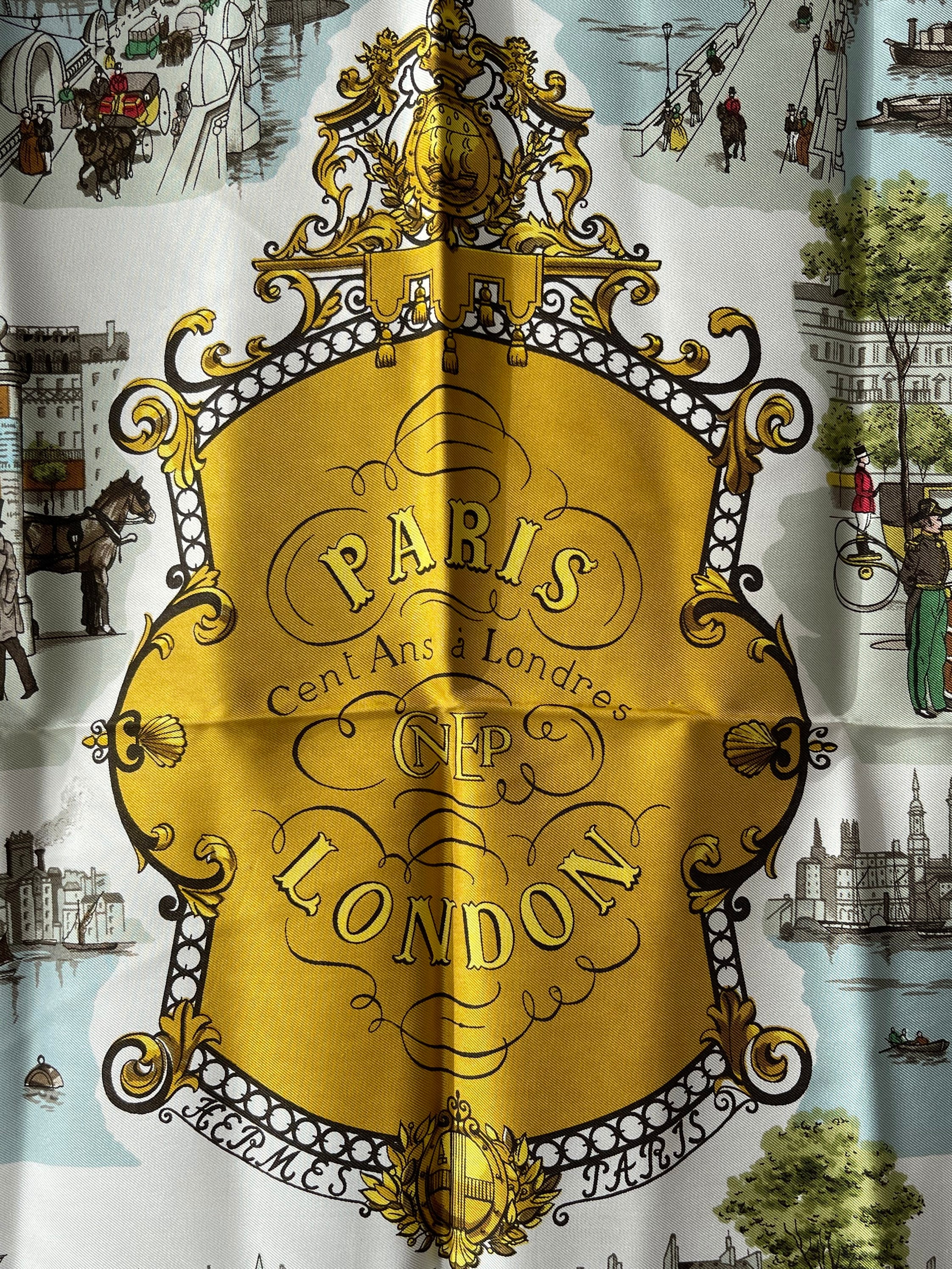 Hermes Silk Scarf 100 Ans Paris London Paris 1850