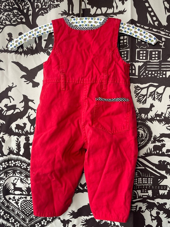 Baby Hose Overall Jeans erdbeerrot Pepita gefütte… - image 5