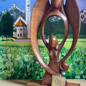 Angel Wood Power Bali Faith Dear Mother with Child Rarely Sustainability Handmade Melia Azedarach Cedar Wood Carved Ubud Indonesia
