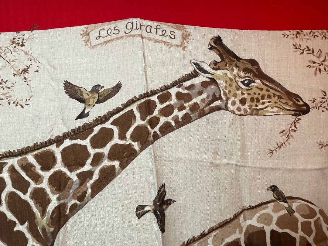 Hermes Scarf Stole Carre Geant Les Girafes Red Carre Geant
