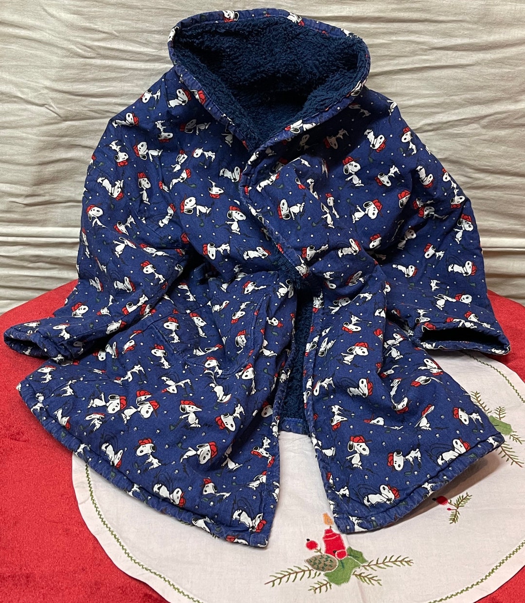 Bathrobe Snoopy 612 Months Lined Terry Cloth Dark Blue Baby Etsy