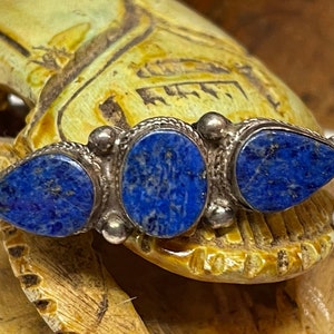 lapis lazuli bangles bangle blue natural silver stamped single piece unique extraordinary oriental rare