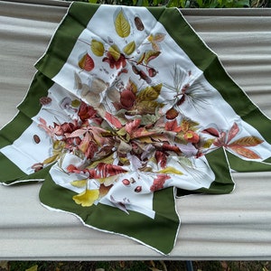 Mantero silk scarf chestnut autumn green edge silk collector&#39;s item