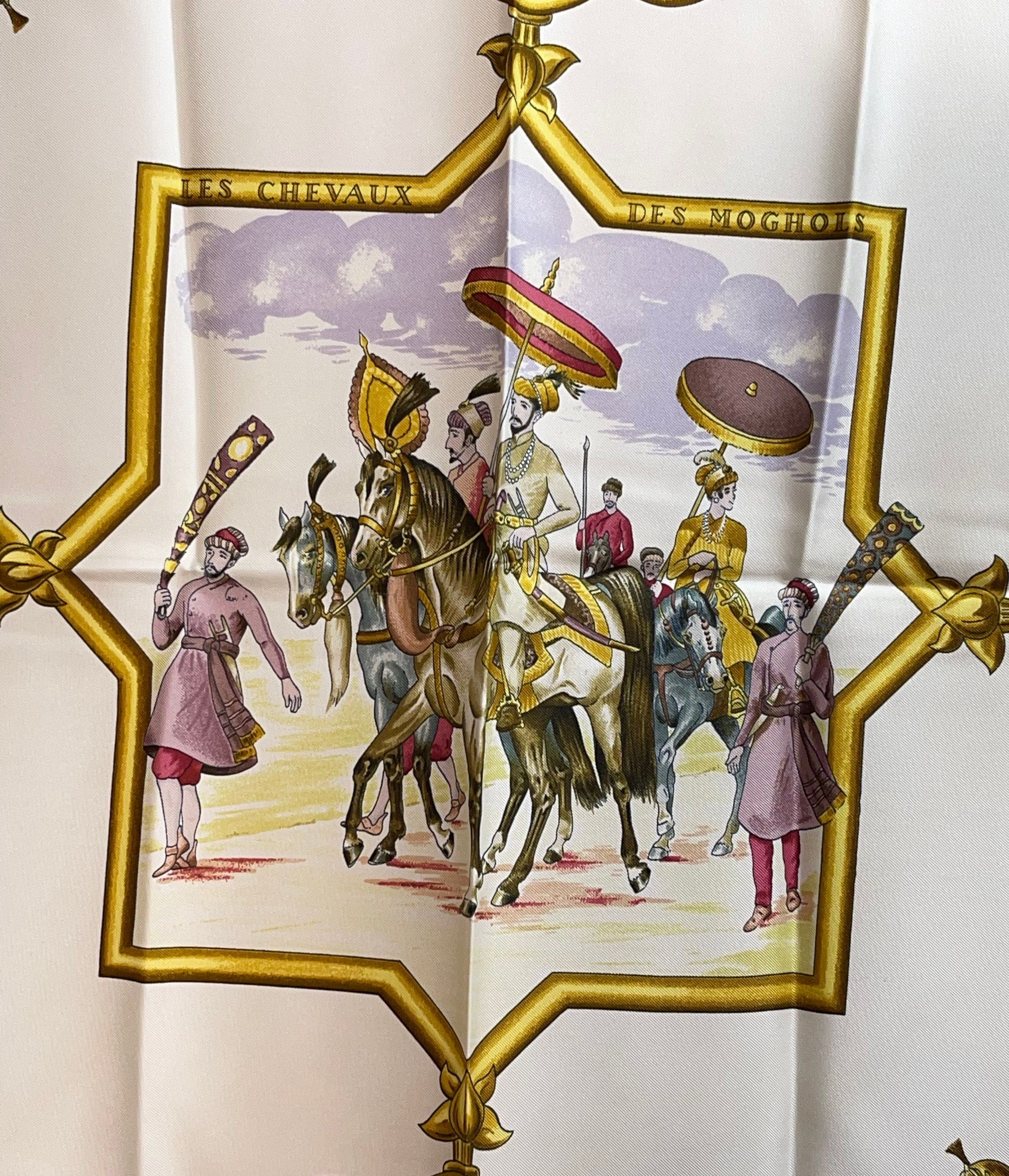 Hermes Silk Scarf Paris Les Chevaux Des Moghols Jean De