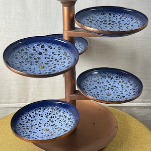 Jewelry bowl storage GDR Ostalgie handmade crafts rare lovers rarity blue copper