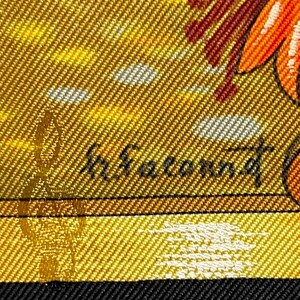 Hermes silk scarf “Orgauphone et autres Mecaniques” Francoise Faconnet black jacquard exceptionally rare collector’s item fascinating